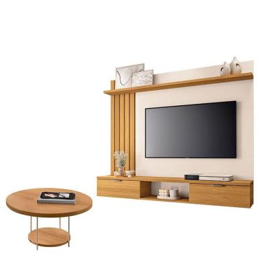 Imagem de Painel Para Tv Suspenso Lets E Mesa De Centro Sky Cinamomo Off White - Hb Móveis