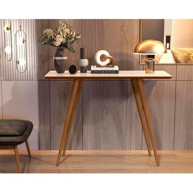 Imagem de Aparador Multiuso Decoração Hall de Entrada Bancada Sala Estar Buffet Jantar Armário Balcão Cozinha Cantinho do Café Retrô Pés Palito Classic - Offwhite/Freijó