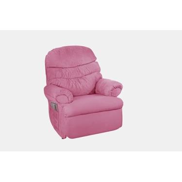 Imagem de Poltrona do Papai Barão Reclinável Manual em Suede Rosa Aveludado Casa Imperial