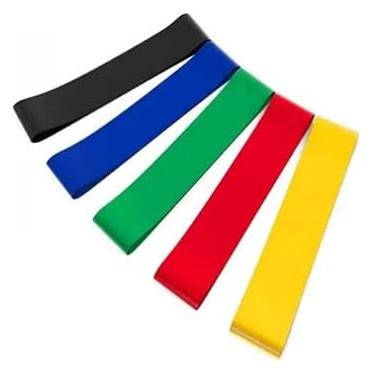 Imagem de Kit de Faixas Elásticas para Exercícios, 5 Peças, Multifuncional, para Yoga, Fisioterapia e Treino