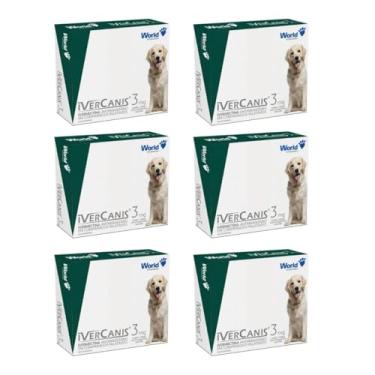 Imagem de Kit 6 Ivercanis 3mg Remédio Antipulgas Carrapatos Cães Tratamento Sarna Completo