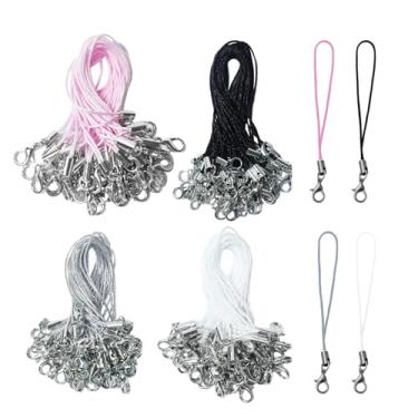 Imagem de Gallipower 120 peças de pulseiras para telefone, cordão pequeno, berloque de alças de celular, kit de pingentes para telefones com fecho lagosta, cordão de chaveiro, chaveiro, acessórios para celular