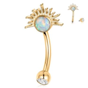 Imagem de GAGABODY Anéis de sobrancelha 16G G23 titânio tragus helix daith brincos 16 g barra curvada lábio barbell torre brincos para mulheres piercing de barriga vertical labret joias, Sem Pedra Preciosa