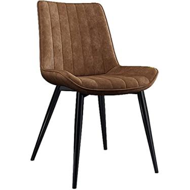 Imagem de Cadeira de jantar cadeiras de jantar modernas cadeiras estofadas de sala de cozinha com pernas de metal modernas cadeiras de destaque de lazer com apoio antiderrapante (cor: laranja)