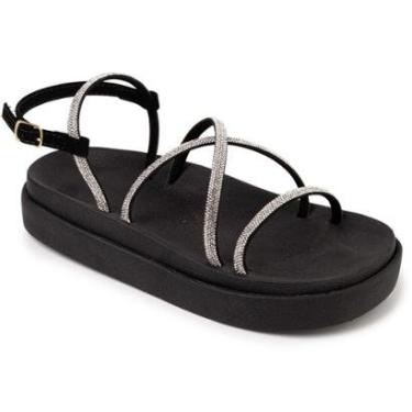 Imagem de Sandalia Papete com Tiras Brilho Strass 500019-Feminino