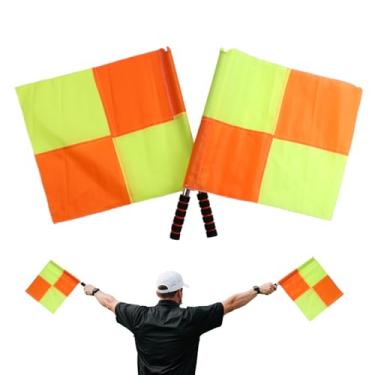 Imagem de Bandeiras de árbitro de futebol, 2 peças de bandeira de juiz esportivo | com alça ergonômica, alta visibilidade, equipamento de canto de futebol para competições escolares, jogos internos