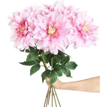 Imagem de Flores artificiais de seda rosa claro de 12,7 cm a granel, 30 peças de cabeças de flores falsas para artesanato, flores falsas grandes para festa de casamento, escritório em casa, chapéu, decoração de