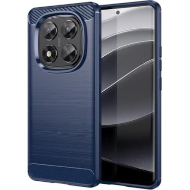 Imagem de Capa Case Xíaomi Redmi Note 14 Pro 5G / Poco X7 5G (Tela 6.67) Carbon Fiber Anti Impacto (Azul)