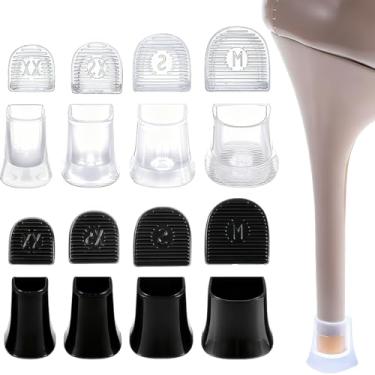 Imagem de 8 pares de protetores de calcanhar em 4 tamanhos antiderrapantes, pontas redutoras de ruído para sapatos