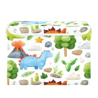 Imagem de SEHANY Cestas de armazenamento engraçadas de dinossauro com tampas, organizador de caixa de armazenamento dobrável, caixas de armazenamento de armário de tecido para roupas cobertor de escritório