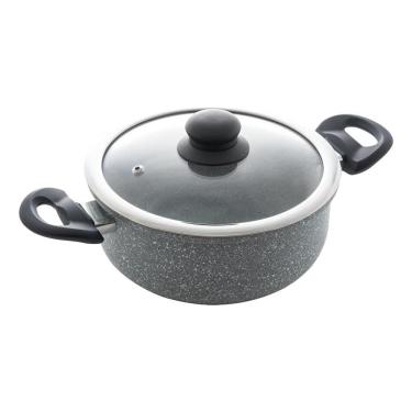 Imagem de Caçarola de Indução com Tampa de Vidro 22cm Granilite Cinza Alumínio com Revestimento Cerâmico