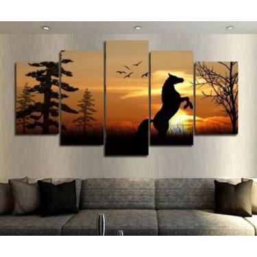 Imagem de quadros decorativo 5 peças mod Cavalo por do sol - autopc 3mm