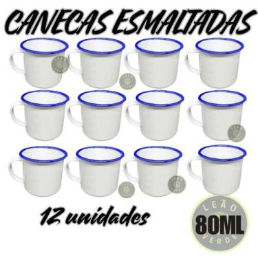 Imagem de Caneca Esmaltada Retro Antiga Branca 80ml 12 Unidades Agata - Leão Ver