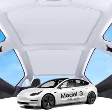 Imagem de 2022 Tesla Model 3 para-sol modelo 3 acessórios para teto de vidro para-sol teto solar janela traseira compatível com Tesla modelo 3 para-sol com claraboia capas refletivas 2021 2022 (4 de conjunto)