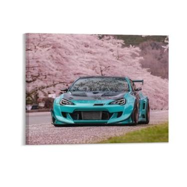Imagem de SOLSA Pôster de carro Jdm carro brz flores de cerejeira rosa romântico lona parede estética pôsteres decoração de sala de parede impressões galeria sala decoração de parede para quarto sala de estar