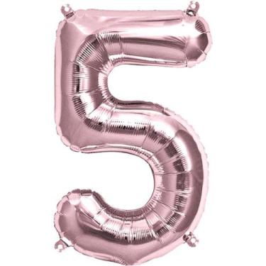 Imagem de Balao metalizado 40cm rose gold numero 5 - PB Festas
