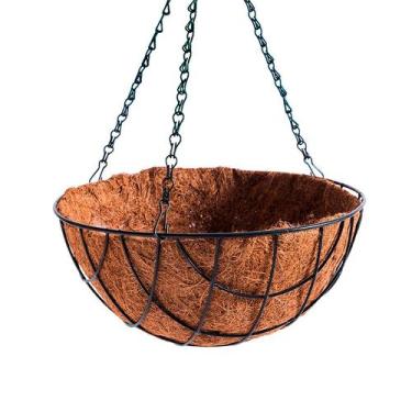 Imagem de Vaso de pendurar fibra de coco com suporte e corrente samambaia flores