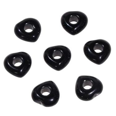Imagem de rockcloud 10 contas de coração de cristal obsidiana preta natural para artesanato DIY, contas soltas de coração de 15-16 mm com orifício grande para fabricação de joias