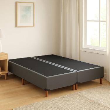 Imagem de Base Box Queen com 12 Pés em Madeira Cinza