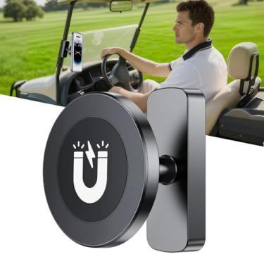 Imagem de Suporte magnético para celular para carrinho de golfe – Suporte magnético forte compatível com MagSafe iPhone 16/15/14/13/12 | Ajuste universal EZGO, Club Car, Yamaha, Icon Golf Carts | Acessório