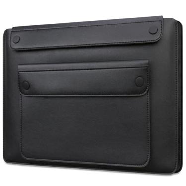 Imagem de Lacdo Bolsa para Computador Portátil de 14 polegadas para HP 14", Lenovo Dell ASUS Acer Chromebook 14, HP Stream 14/Ultrabook, Dell Latitude 14, ASUS Vivobook 14, em Pele com 3 Compartimentos, Preto
