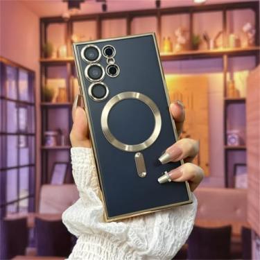 Imagem de Capa magnética de luxo para Samsung S24 S23 S22 S21 Ultra Plus Fe Note20 A15 A05s A55 A35 (Para Note10/Dourada)