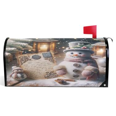 Imagem de TSENQUE Capas decorativas para caixa de correio magnética romântica boneco de neve outono caixa de correio decorações de caixa de correio moderna tamanho padrão 52,6 x 45,8 cm