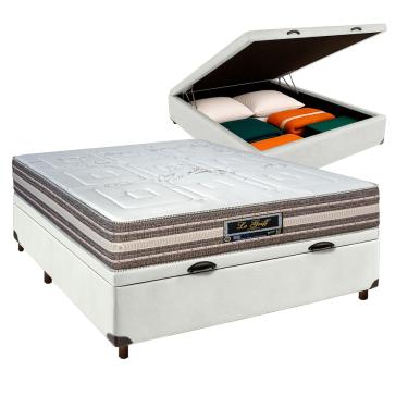 Imagem de Cama Box Bau Branco Casal + Colchão Molas Ensacadas Legriff Sankonfort