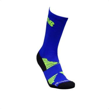 Imagem de Meias New Balance Performance Run Cano Longo Masculina, Azul, Verde, 3