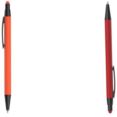 Imagem de Caneta Esferográfica em Metal Emborrachada com Ponta Touch, Escrita Azul, 25g, 1 Unidade (Laranja e Vermelho)