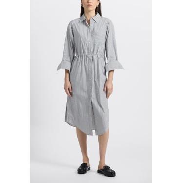 Imagem de Derek Lam 10 Crosby Vestido feminino Annalisa listrado, Cinza/branco, P