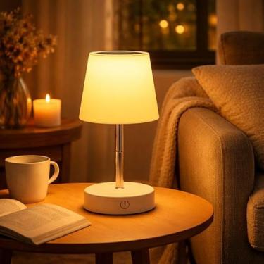 Imagem de Luminária De Mesa Abajur Retrátil Recarregável USB Touch Led Luz Quente Telescópica Estudo Escritório Leitura Cabeceira Compacta Moderna Design Decorativo Ajustável Bivolt