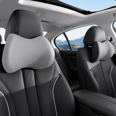 Imagem de Xonhzam Travesseiro de encosto de cabeça de carro para suporte de pescoço, travesseiro de pescoço ultra confortável para dirigir, pacote com 2 travesseiros de pescoço de carro com alça ajustável e