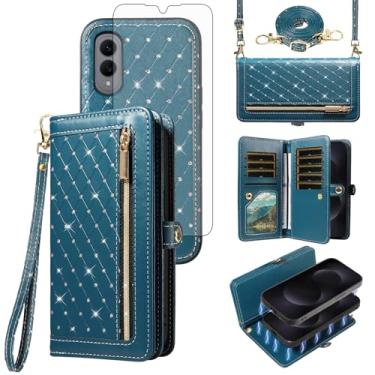 Imagem de Capa de telefone para Samsung Galaxy S25 Edge 5G carteira com zíper destacável protetor de tela transversal alça de cordão brilhante compartimentos para cartão de crédito S25Edge 25S S 25 25Edge 2025