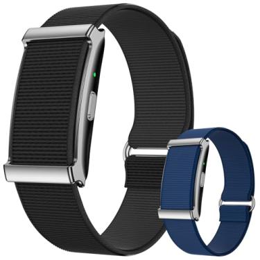 Imagem de ganopterygon Monitor de atividade inteligente, monitor de sono de frequência cardíaca, rastreamento GPS, mais de 120 modos esportivos, bateria de 30 dias, 2 faixas pretas e azuis