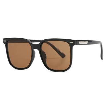 Imagem de Óculos de Sol Oversized com Rebites em Cores Candy, Proteção UV400, para Esportes ao Ar Livre, Corrida e Ciclismo, Cor Chá Preto