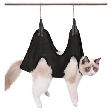 Imagem de HOSTPATH Arreio de rede para cães pequenos, bolsa de retenção de rede para banho, aparar unhas, orelha e olhos_M (preto), médio