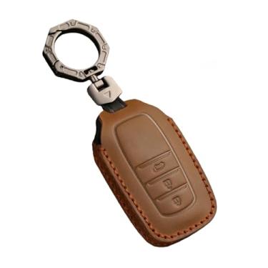 Imagem de Capa de couro para chave de carro compatível com Toyota Land Cruiser 200 300 Prado Crown TLK Yaris Cross Hilux Innova Fortuner Camry 55(3 Btn Brown)