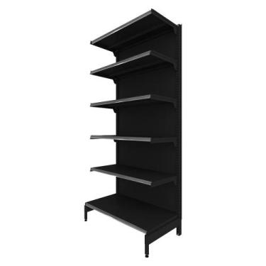 Imagem de Gôndola Prateleira Preta 6 Níveis 40x30 New Plus 2,00 Parede Inicial p