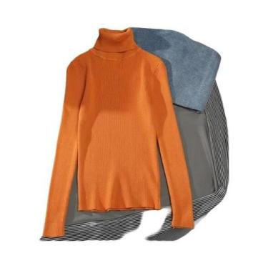 Imagem de Suéter Feminino De Gola Alta Em Cashmere Macio, Pulôver Básico De Tric