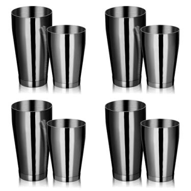 Imagem de Conjunto de coqueteleiras Boston com 8 peças, kit profissional de bartender, bar, coqueteleira de aço inoxidável, lata de martini, com 510 g e 800 ml, ferramenta de álcool misto para iniciantes (preto