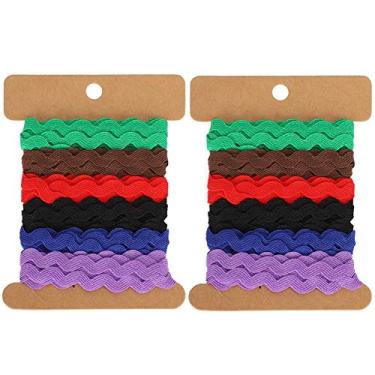 Imagem de Fita colorida em zigue-zague, faça você mesmo, costura artesanal, material brilhante, durável, fita de poliéster para vestido de casamento, chapéu, decoração, 2 peças, 8mm (3)