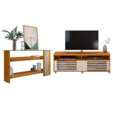 Imagem de Rack Bancada Com Aparador Frizz Cross Cinamomo Off White - Madetec - M