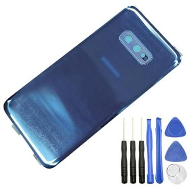 Imagem de Ubrokeifixit Compatível com caixa traseira de vidro com lente de vidro para câmera para Samsung Galaxy S10e 5,8" G970U G970W G970F G970U1 G970F/DS G9700 (não para S10 6.1"/S10 + 6,4"), Azul