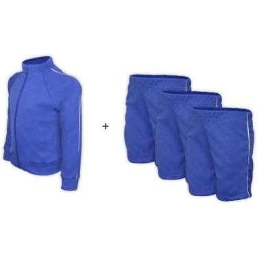 Imagem de Kit Uniforme Escolar Helanca Elanca  Verão Completo Azul Royal - Del F