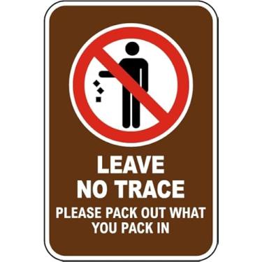 Imagem de Placa de aviso de lata de metal 20 x 30 cm não deixa vestígios. Embale o que você embala em placas de alumínio para decoração de parede de cafeteria em casa