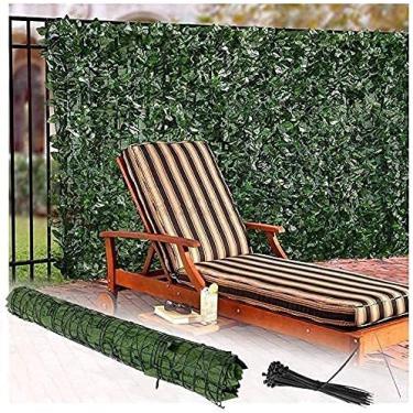 Imagem de Painéis de cerca de privacidade para proteção externa de cerca de jardim cobertura de privacidade, cerca de cerca artificial folha verde hera tela planta parede grama falsa pano de fundo decorativo