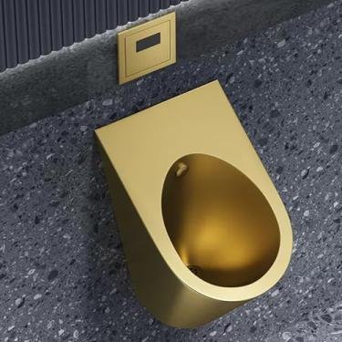 Imagem de Mictório de aço inoxidável 304, mictório masculino montado na parede, sensor inteligente mictório comercial à prova de respingos, vaso sanitário masculino com economia de espaço, para bares, locais