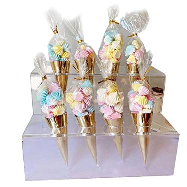 Imagem de Suporte de sorvete de duas camadas para exibição de sorvete de cupcake suportes de cone de tubo doce de acrílico suportes de bolo para utensílios de mesa de confeitaria de casamento (cor: tamanho