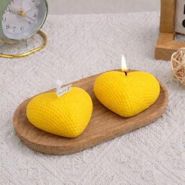 Imagem de Vela formato coração decorativa 80g romântica presente namorados decoração ambiente casamento aniversario lembrancinha (Amarela)